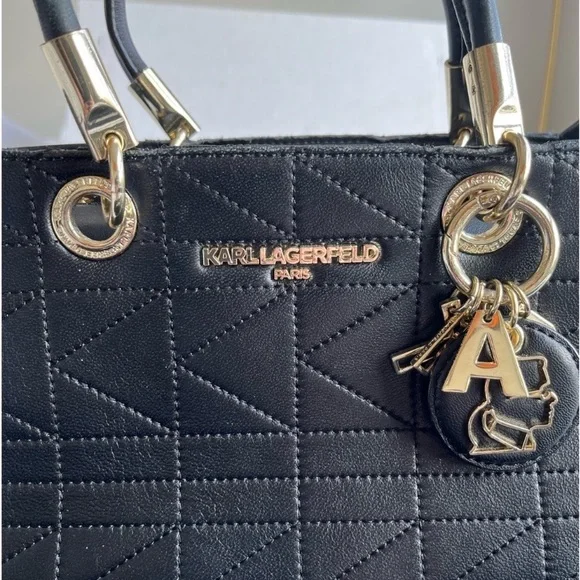 Gorgeous Leather Bag Karl Lagerfeld Like New! Gold Charms! - Picture 3 of 7